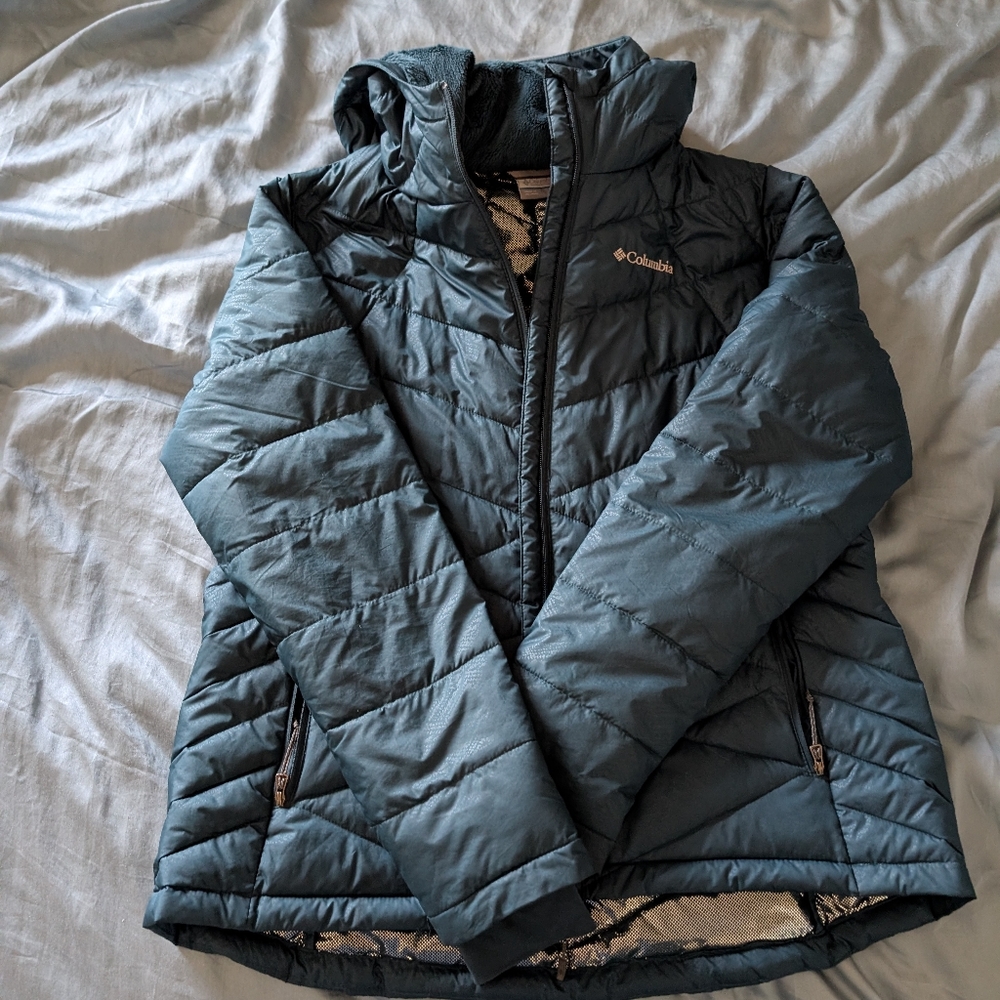 Columbia Women's Teal Hooded Puffer Jacket - Women's Powder Lite™ Hooded Jacket - Picture 9 of 13